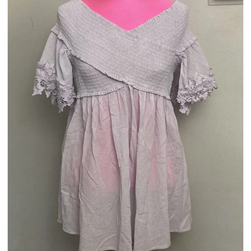 5-10 Easel Los Angeles Lavender Tunic top Medium NWT off Shoulder feminine